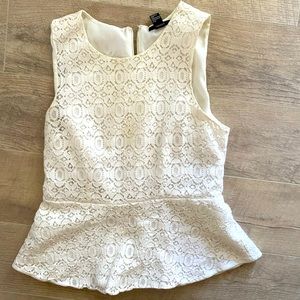 White lace flare tank top